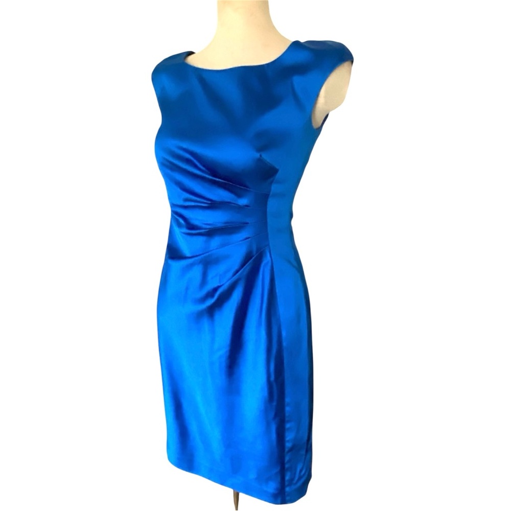 Ralph Lauren Cobalt Blue Silky Sheath  Cocktail Dress 2 XS Stretchy